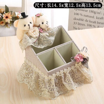 Fantasy european tissue box, lace fabric desktop storage box, square fashion tissue box, essential for living room and restaurant, square i remote control storage box, light brown color