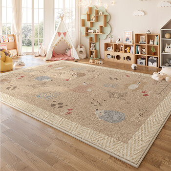 Y u-live children's room carpet living room baby climbing mat baby anti-fall bedside reading area baby no-care waterproof floor mat s imitation cashmere-forest animal club 200 340cm all sizes delicate and skin-friendly carpet surface