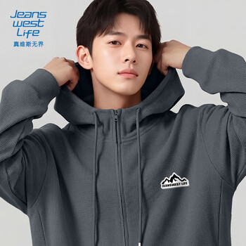 Jeanswest life jeans west texture men's hooded jacket spring and autumn fashion brand outdoor heavy three-dimensional loose jacket men's trend