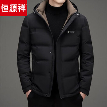 Hengyuanxiang down jacket men's winter new thickened short warm jacket casual goose down middle-aged black jz88208 m 170 suitable for 90-115 catties