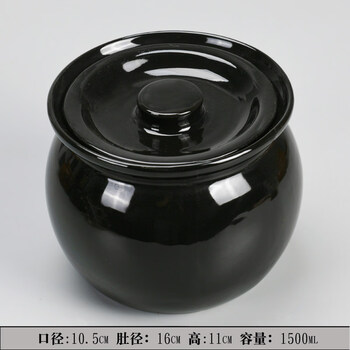 Tuojin jingdezhen ceramic crock pot simmering soup stew pot water-proof stew pot with lid soup pot stackable soup pot commercial household black crock pot 1500ml