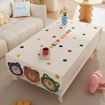 Fantasy special-shaped coffee table cloth tablecloth desktop decoration tablecloth irregular tablecloth tv cabinet side cabinet dust-proof cover towel children's fun bear + special-shaped short plush 45x240cm suitable for cabinet length 180+200cm