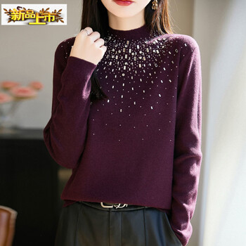 Early-diameter hot-drilled half-turtle collar bottoming shirt for women, autumn and winter new slim-fitting inner sweater sweater, ankola red m (recommended 90-105 catties)