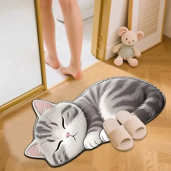 Yusenyi 3d vision cat and dog pet bathroom water-absorbent non-slip floor mat bathroom toilet toilet entrance foot mat carpet cihuamao 50x80cm upgraded thickening