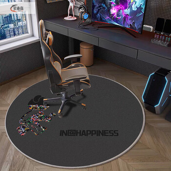 Xinjinngle carpet gaming room waterproof and anti-dirty gaming chair floor mat round living room computer swivel chair mat living room sofa bed round - walking bear dark gray r diameter 60 cm soft and comfortable