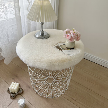 Pupan imitation rabbit plush round tablecloth bedroom carpet bedside table mat desk display mat tv cabinet fur cushion chair cushion beige 60x120cm rectangular short hair