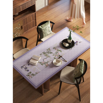 Wing fantasy dining table mat waterproof, oil-proof, anti-scalding, no-wash rectangular home living room leather coffee table mat, yingchun style 160x90cm, no-wash, stain-proof, wipe clean