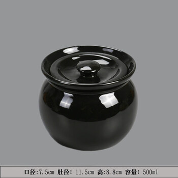 Tuojin jingdezhen ceramic crock pot simmering soup stew pot water-proof stew pot with lid soup pot stackable soup pot commercial household black crock pot 500ml