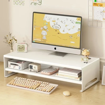 Jingcai computer monitor elevated computer stand computer desktop storage rack zj08 white double layer