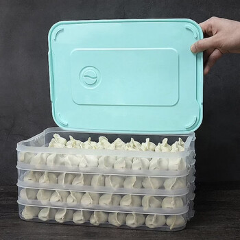 Fantasy home storage utensils dumpling box dumpling storage box tray crisper box dumpling refrigerator green top transparent model airtight fresh-keeping safe material 29x20x4cm carefully selected quality durable 6 layers 3 lids can hold about 450 pieces