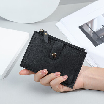 Domestic products carefully selected short wallet for women 2025 new multi-card slot zipper button card holder simple student coin change black