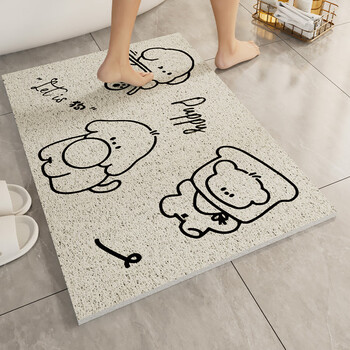 Fantasy bathroom silk circle floor mat bathroom anti-slip mat bathroom shower room large size cuttable waterproof foot mat anti-fall naughty teddy 40x70cm