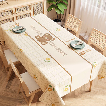 Fantasy waterproof and oil-proof pvc tablecloth, light luxury, simple and modern printed table mat, can be customized for rectangular desk and coffee table. the best bear 100x100cm (square/round table size)