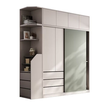 Yonghuan zhenjuyi solid wood wardrobe home bedroom sliding door cabinet rental house economical children's simple storage large wardrobe 2.0 meters long main cabinet + top cabinet 16mm thickened delivery upstairs + self-assembly solid wood ecological board