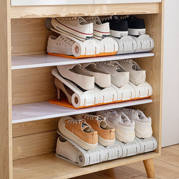 Fantasy shoe storage shoe box shoe cabinet layered partitions for shoe boxes folding double-layer shoe rack shoe tray compartment gray 10 pieces 10x26x7cm