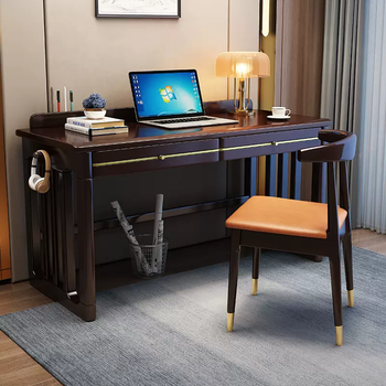 Yusenyi chinese new solid wood desk modern student computer desk home desk zen bedroom desk study simple xrk22 ebony color single table 80x60x75cm