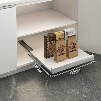 Fantasy kitchen appliance pull-out slide solid wood tray drawer-type storage rack microwave sink storage rack board solid wood white slide rail model 80x30cm