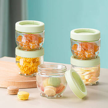 Tuojin japan imported quality 6 cat claw glass sealed jars of cereals, grains, dried fruits, food grade with lid, new cat claw small size 6 pack