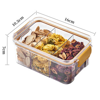 Yangchen divided grid sealed jar scented tea storage box food grade grain jar storage jar dry goods square transparent storage jar with lid 680ml six compartments