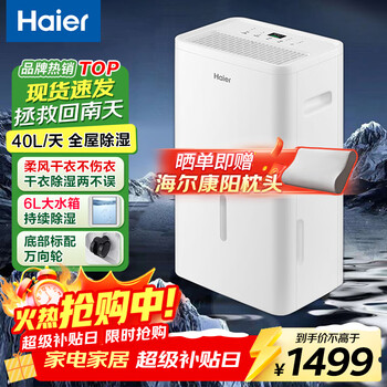 Haier dehumidifier/dehumidifier, dehumidification capacity 40 liters/day, household mild mildew prevention, dehumidifier, moisture absorber, basement archive dryer, clothes dryer 40l/day, 70-120, commercial and residential use cf40-pdr