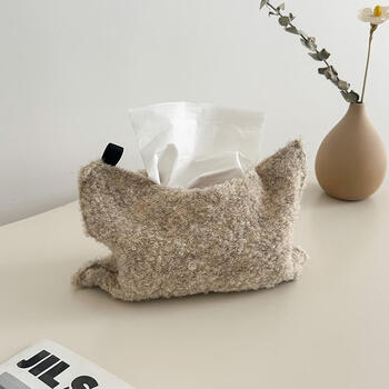 Fantasy wind circle knitted tissue box decoration milk white car hanging tissue storage bag soft blue