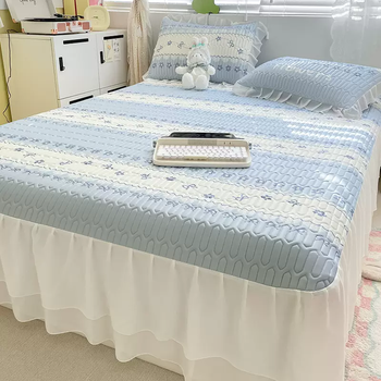 Yusenyi soft mat princess style folding bed silk bed mat three-piece set summer ice skirt air-conditioned mat machine washable high-end latex cover bed skirt alina (latex mat bed skirt style-pillowcase) 180cmx200cm 180cmx200cm 180cmx200cm