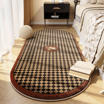 Fantasy bedroom bedside style carpet living room coffee table large area floor mat master bedroom room plush foot mat high-end sense fupei's oval dot plastic base lambswool floor mat 120x180cm easy to care for moisture absorption and breathable