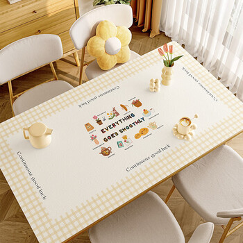 Golden lemon table mat, light luxury, no-wash, anti-scalding, insulated tablecloth, waterproof and oil-proof, rectangular coffee table tabletop protection mat, silicone mat-spring flowering period a-square 70*120cm