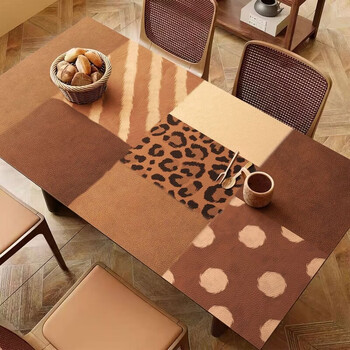 Fantasy retro table mat pvc waterproof and oil-proof tablecloth no-wash and wipeable dining table mat stain-resistant coffee table mat desktop protection mat cry leopard print rhapsody pvc 60*140 cm free cutting, versatile and easy to care for