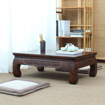 The middle shopkeeper solid wood chinese-style small tea table kang table household tatami small table bay window small coffee table low table floor table tea ceremony square table tea green 50x40x25 complete set