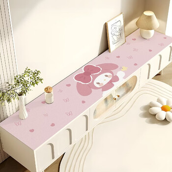 He jiagong cartoon tv cabinet table mat sideboard no-wash shoe cabinet anti-dirty mat leather entrance dustproof mat tea pink rabbit fluttering butterfly 35140cm