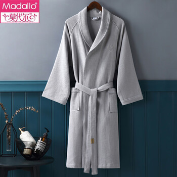 Modal men's and women's 2026 new bathrobe pure cotton water-absorbent and quick-drying all-season wine nightgown autumn and winter bathing and swimming bathrobe yashi gray (main picture) unisex style s (length 105cm, weight within 100 pounds)