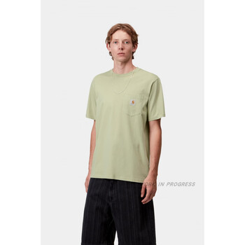 Carhartt carhartt style pocket t-shirt wang xinkai same style solid color round neck cotton short-sleeved breathable t-shirt pale olive spot m