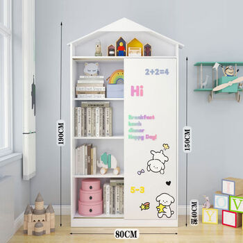 Pickup cat solid wood children's bookshelf picture book rack storage rack push-pull bookcase baby toy storage cabinet organizing storage rack four-layer white castle single mobile magnetic drawing board 8040190cm