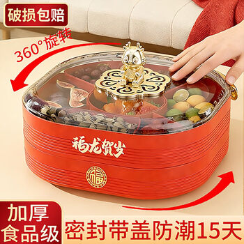 Little kitchen mouse high-looking new year fruit plate for living room and coffee shop 2025 new multi-layered compartments housewarming wedding snack plate fy fulong - double-layer pet anti-fall material - with rotation, no specifications