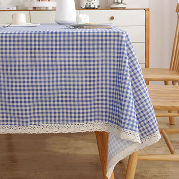 Fantasy no-wash plaid rectangular desk coffee table round tablecloth dining table non-waterproof blue fine lace 140x180 suitable for western dining table