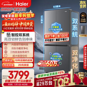 Haier (haier) little red flower series 548l cross-door mother and baby refrigerator dual system dual purification 0 odor 99.99% sterilization variable temperature space bcd-548wghtdc9fsu1 national supplement