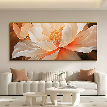 Yusenyi floral cream style living room decoration painting high-end flower blossoms and rich sofa background wall hanging painting large size flower shadow fantasy e (original wood color) thickened wood grain aluminum alloy frame high-end crystal crystal porcelain painting bright surface texture highly recommended 125x50cm (1.52m sofa recommended)