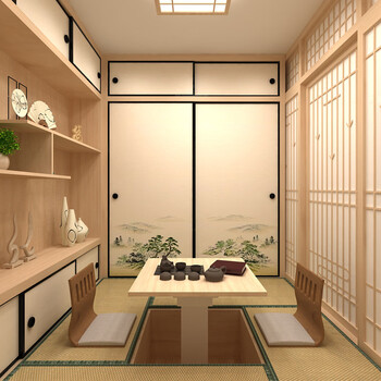 Fantasy japanese style solid wood tatami whole house customized bedroom children's room bed wardrobe floor overall cypress furniture customized black walnut