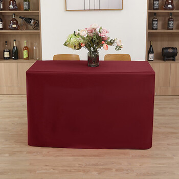 Yong huan customized conference table cover event exhibition table cover printed logo training tablecloth long table cover tablecloth rectangular burgundy 001 customized size/logo (quotation based on specific size)