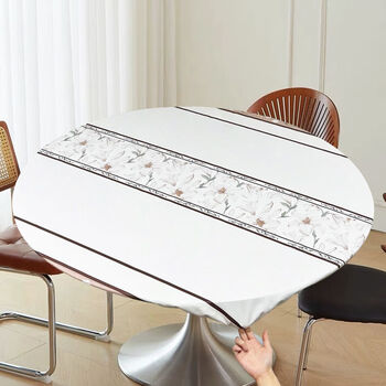 Fantasy round tablecloth, wash-free, waterproof, oil-proof, anti-scalding, elastic all-inclusive tablecloth, 2025 new anti-slip round table cover, elegant, smooth and texture-free, suitable for 80cm round table