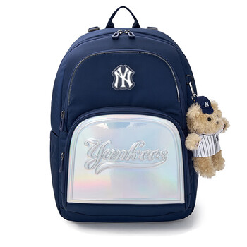 Mlb children's official boys and girls fashionable color matching lightweight breathable burden-reducing primary school students backpack 25 autumn new style navy blue