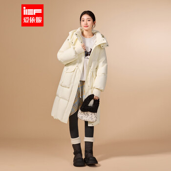 Ief/aiyifu 2025 winter new korean style fashion commuting casual all-match warm down mid-length jacket apricot s