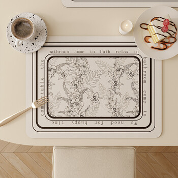 Fantasy table mat waterproof and oil-proof light luxury luxury sense anti-scalding coaster bowl mat dining table placemat insulation mat diatom mud drain mat exquisite life waterproof fabric 30x40cm single piece anti-scalding and moisture-proof