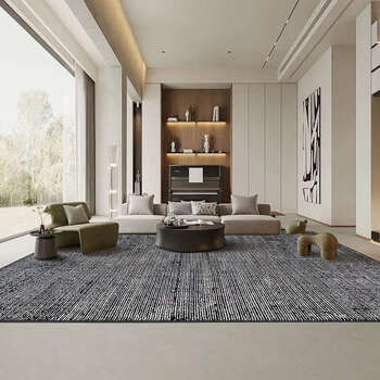 Yusenyi living room carpet high-end coffee table carpet style black and white lines bedroom short hair dirty comfortable home black feather high and low pile carpet surface elegant and atmospheric 1.6 meters 2.3 meters