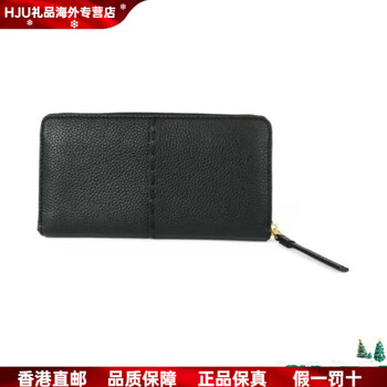 Tory burch solid color brand print zipper closure leather card holder wallet men and women same style couple black