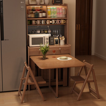 Pupan solid wood folding sideboard with dining table integrated wall storage cabinet high cabinet small apartment sideboard with recessed dining table solid wood sideboard (standard with perforated board) 87x42x182cm