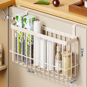 Fantasy kitchen rack cabinet door inner storage plastic wrap storage box garbage bag organizer spice storage rack white large