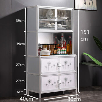 Cat cupboard home kitchen cabinet storage simple storage cabinet assembly kitchen cabinet aluminum alloy cabinet with door 2022 new ls dandelion bowlless rack 8040151 6 doors