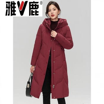 Yalu down jacket women's mid-length 2026 new winter mother's wear waist slimming versatile korean jacket jiujiang jiujiang down jacket women-purple red|1252_ high-end western style small man feather s 160/84a_ high-end western style small man down jacket